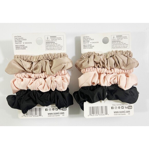 Scunci 6 pcs 12 Total Satin Mini Scrunchies in Neutral Colors 2 Of Each New - Picture 2 of 3